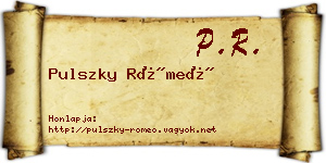 Pulszky Rómeó névjegykártya